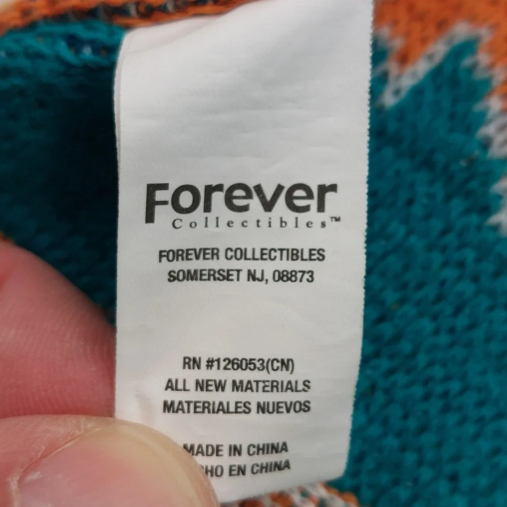 Forever‎ Collectibles Miami Dolphins Scarf Unisex OS Aqua Orange NFL Knit Fringe